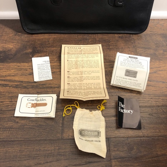 Vintage Rare Coach Black Leather Tote Satchel New York Original Paperwork Office - Picture 15 of 16